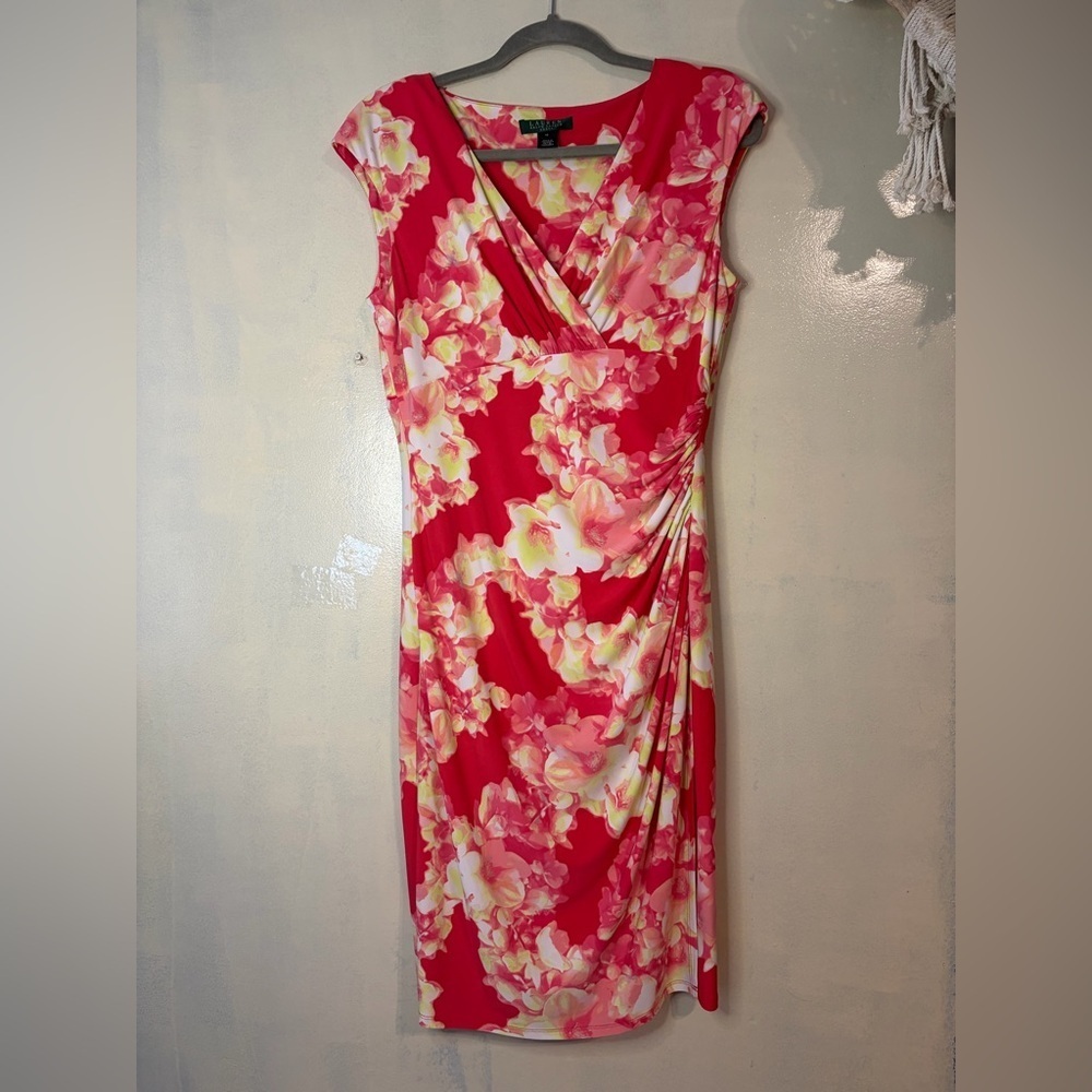 Lauren Ralph Lauren faux wrap floral career dress size 10